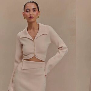 Meshki Annabelle knit curved hem cardigan top